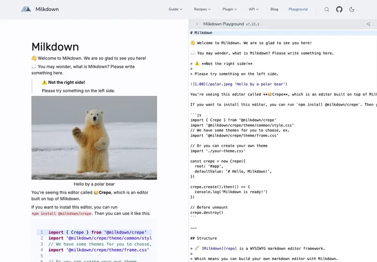 Milkdown — Markdown editor