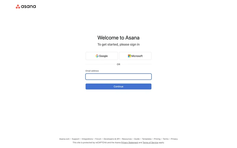 Asana — Account entry