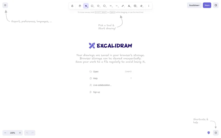 Excalidraw — Empty canvas