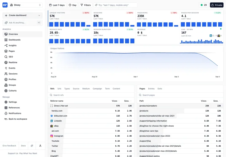 OpenPanel — Analytics overview