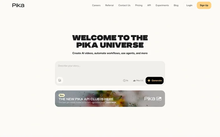 Pika — Video prompt entry