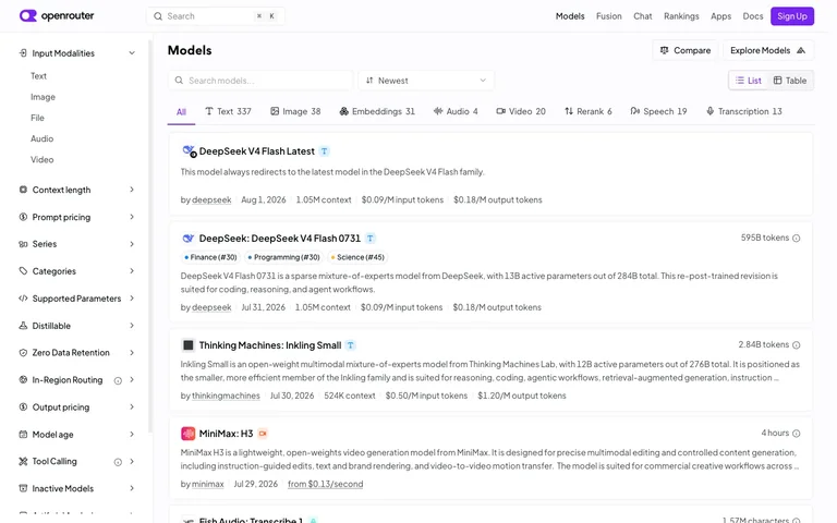 OpenRouter — Model directory