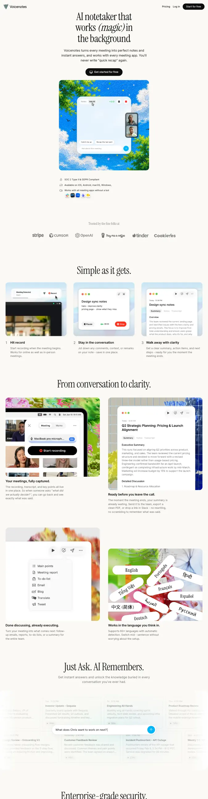 Voicenotes — Warm Editorial AI preview