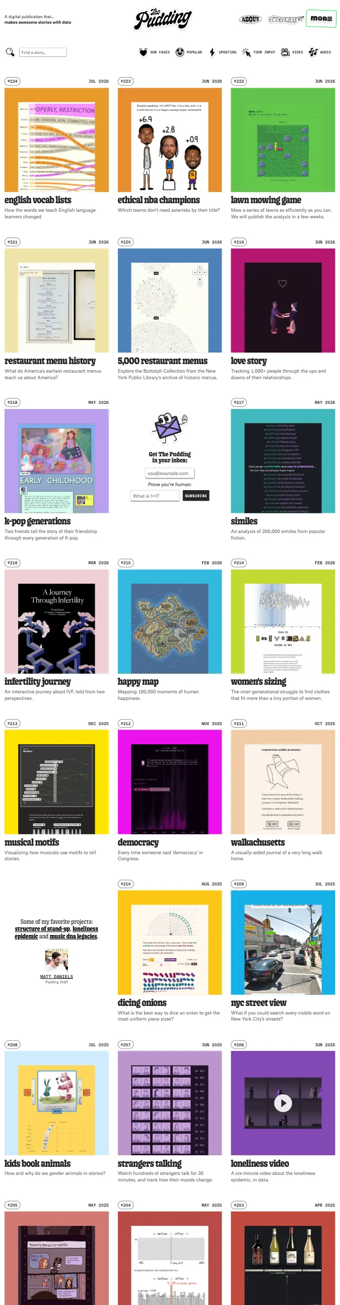The Pudding — Newspaper Grid Editorial preview