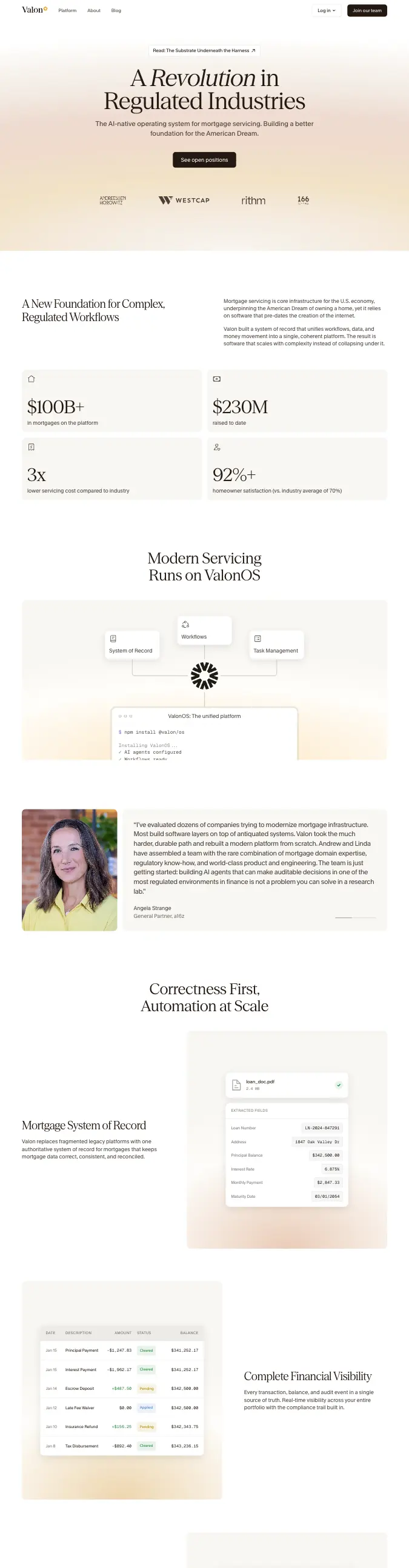 Valon — Warm Serif Fintech preview
