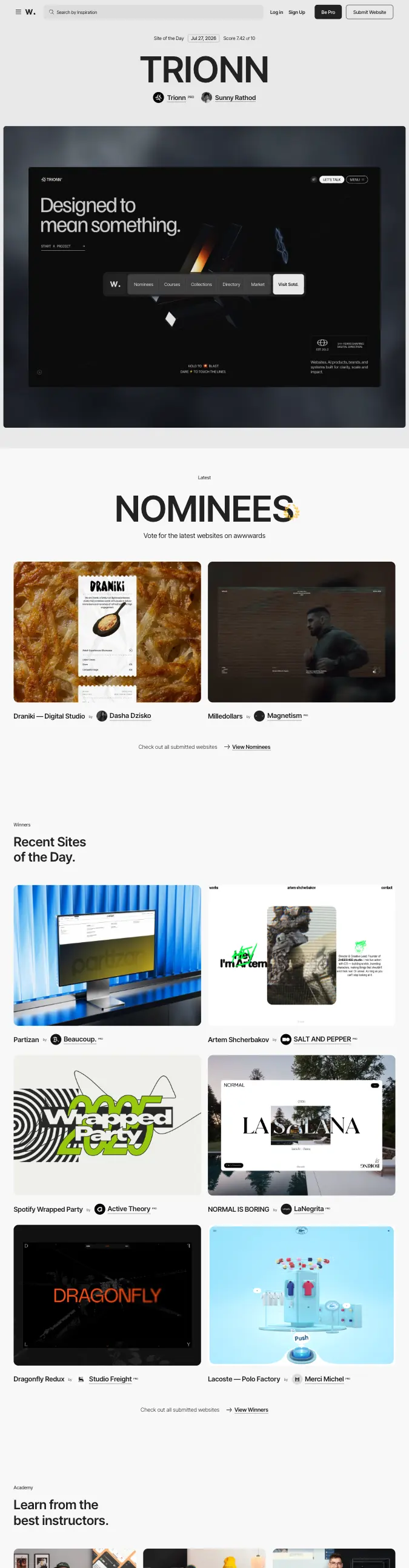 Awwwards preview