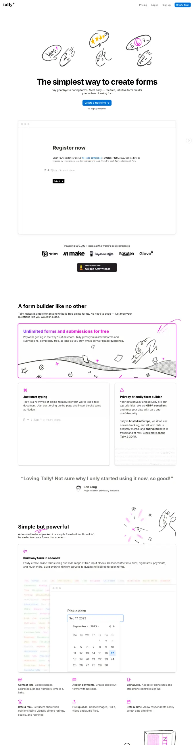 Tally — Minimal Doc Form preview